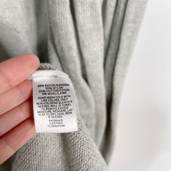 Leith M Heather Gray Cotton Wool Blend Open Front Long Length Cardigan Sweater - Picture 9 of 10